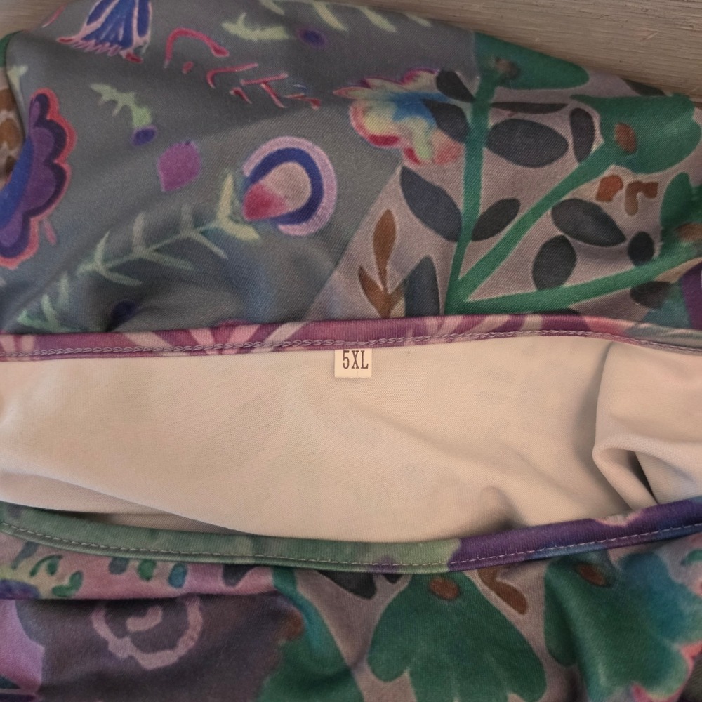 Multicolor Abstract Floral Print Long Sleeve Full Length Maxi Dress Size 5XL GC - Picture 2 of 9